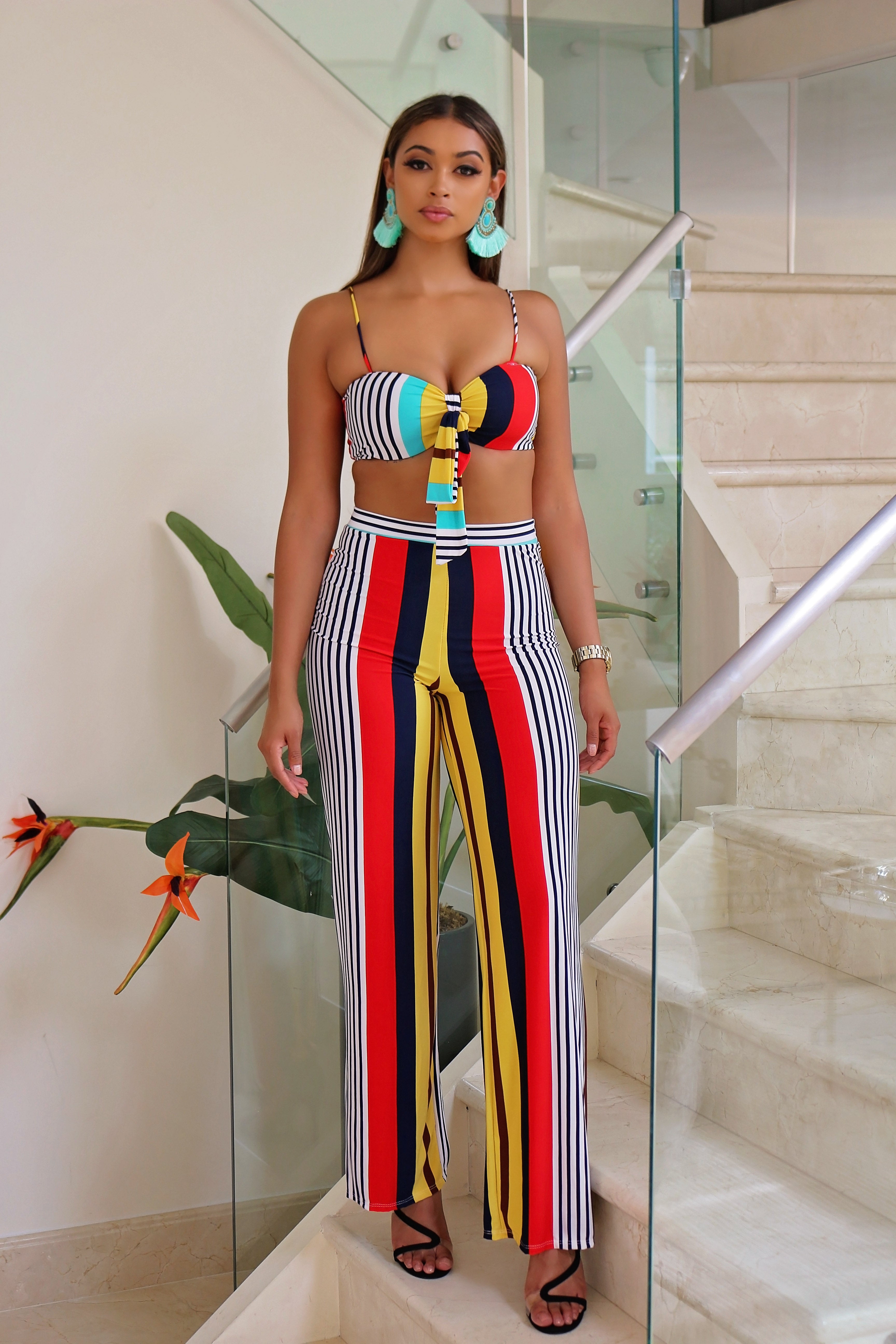 Power Stripes Pants Set - Semai House Of fashion