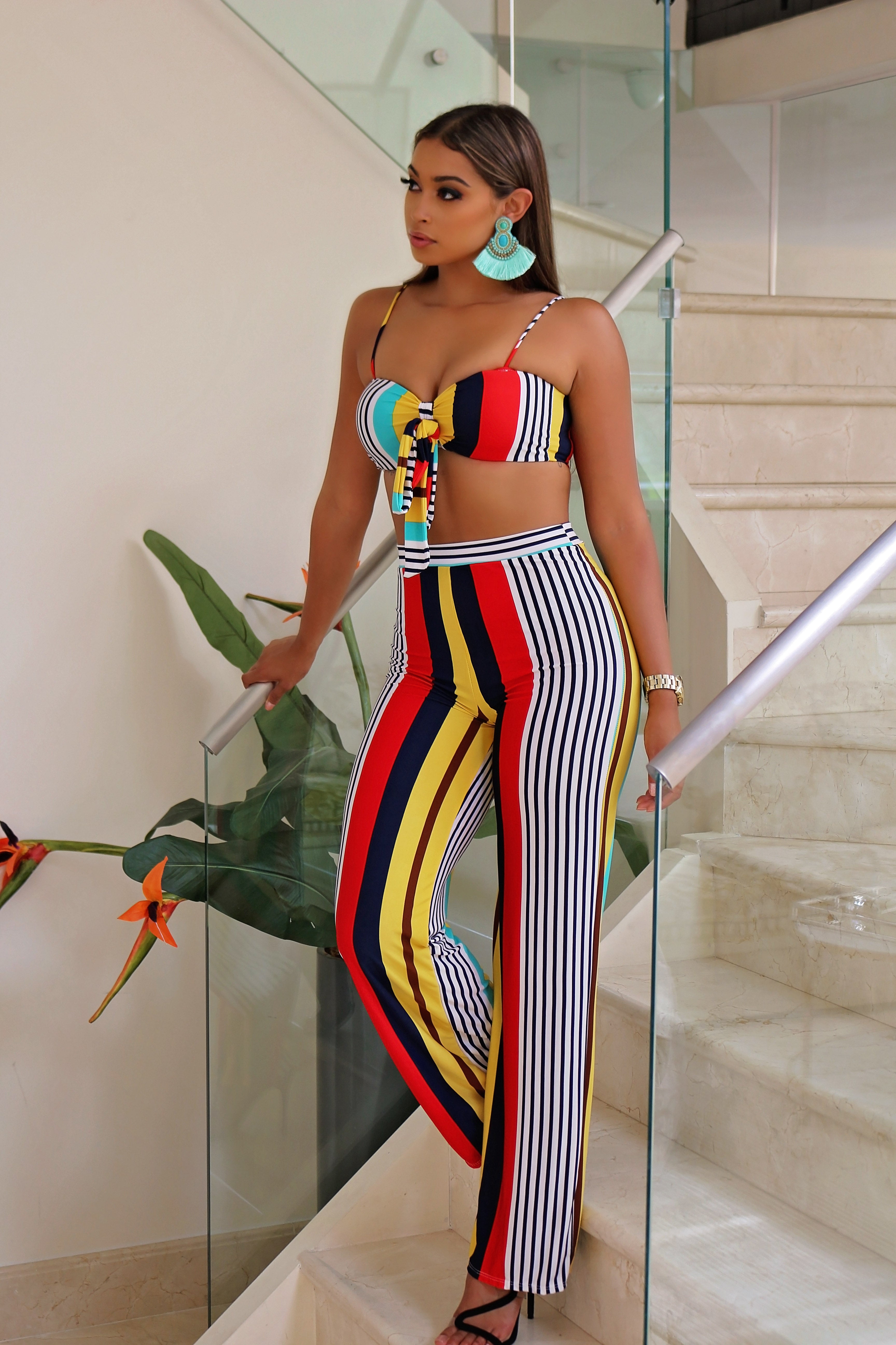 Power Stripes Pants Set - Semai House Of fashion