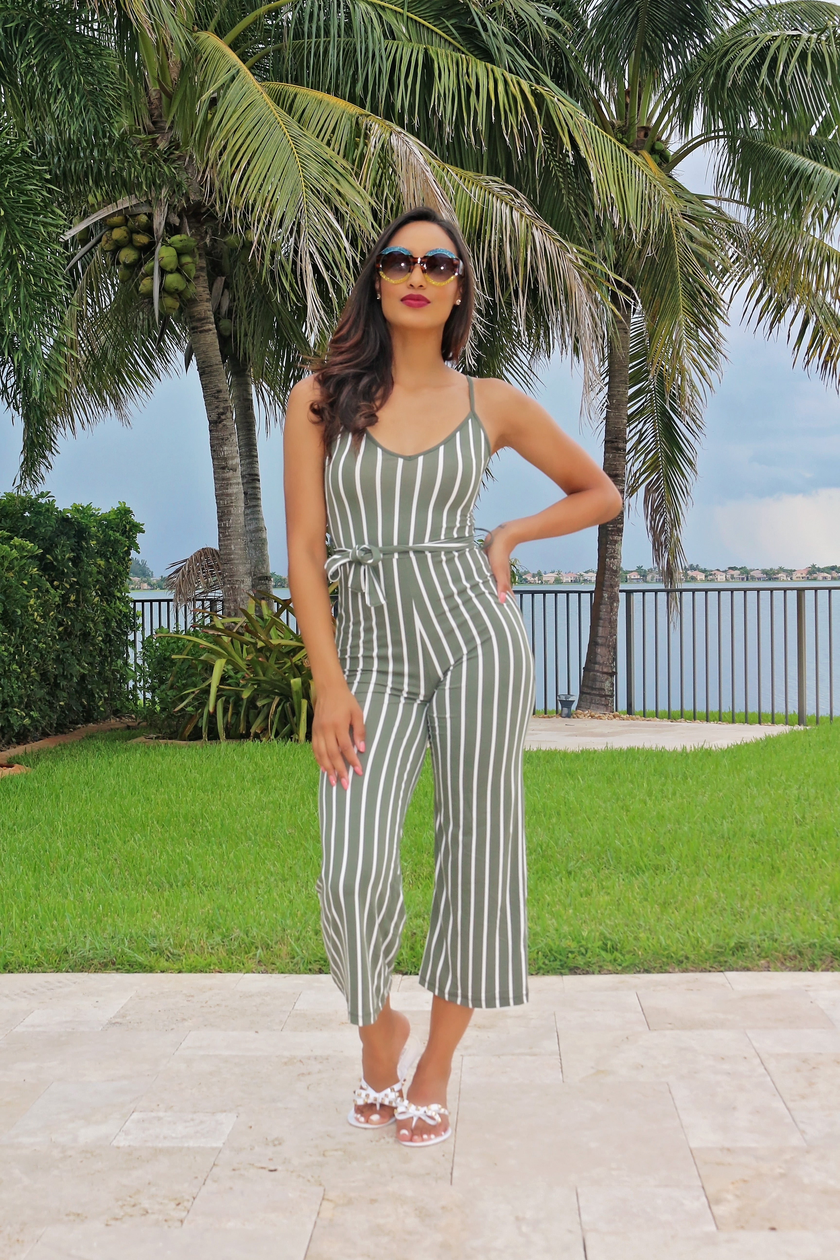 Stripe Line  Olive Romper - Semai House Of fashion