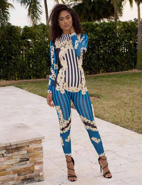 Alena - Pearly Striped Long Sleeve Jumpsuit - Semai House Of fashion