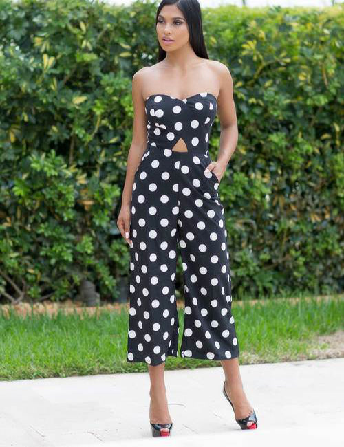 Pippa - Hot In Polka Dot Jumpsuit - Black - Semai House Of fashion