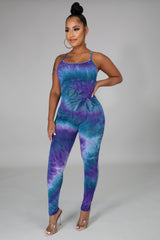 Stretchy Tie Dye Jumpsuit- Denim W - Semai House Of fashion