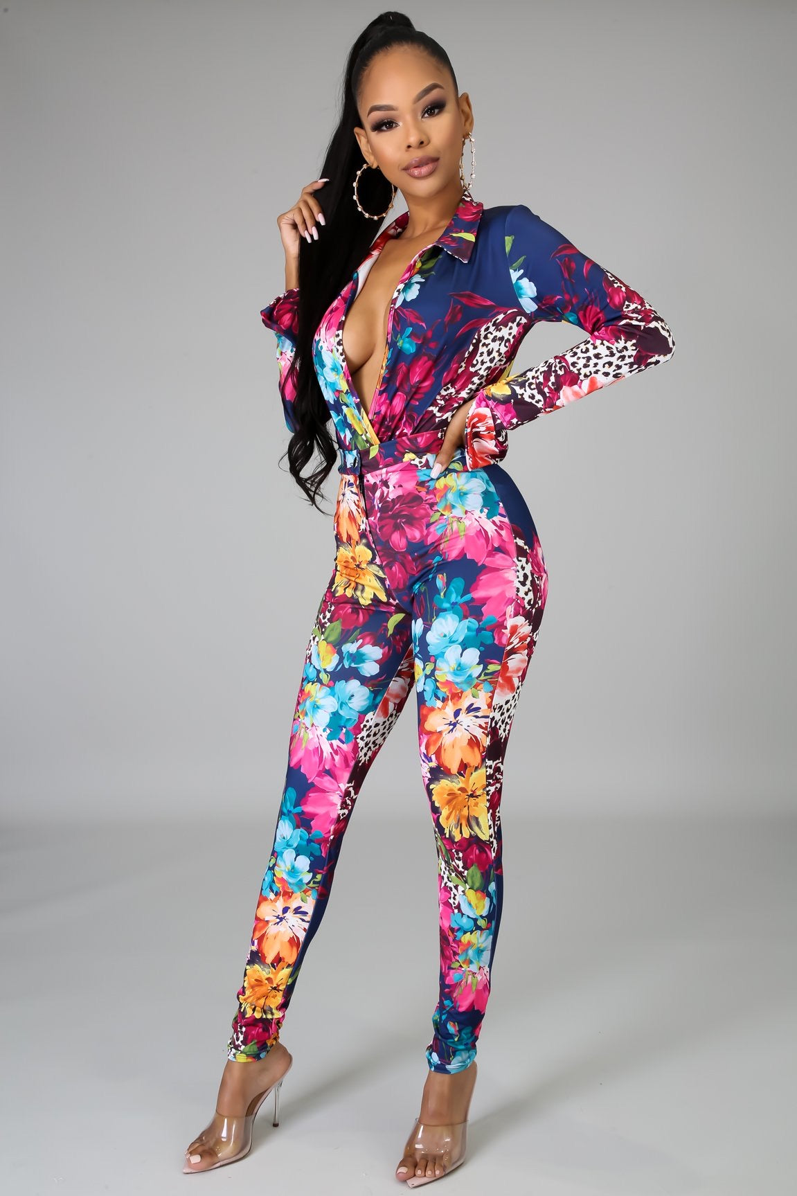 Colorful Two Piece Bodysuit Pants Set – Shop Semai