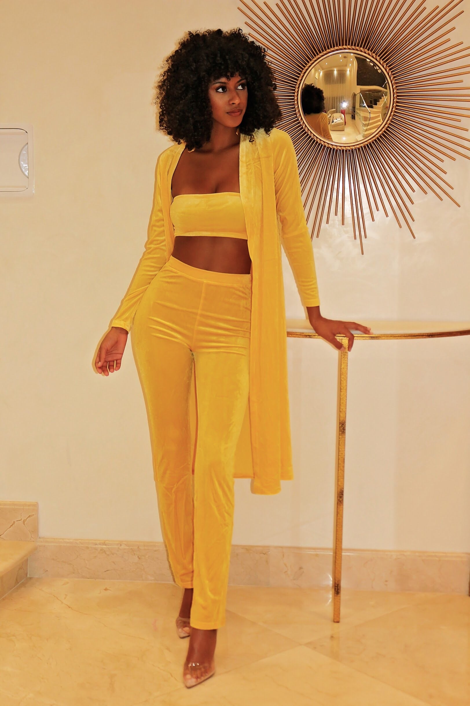 Calling You Three Piece Velvet Set - Semai House Of fashion