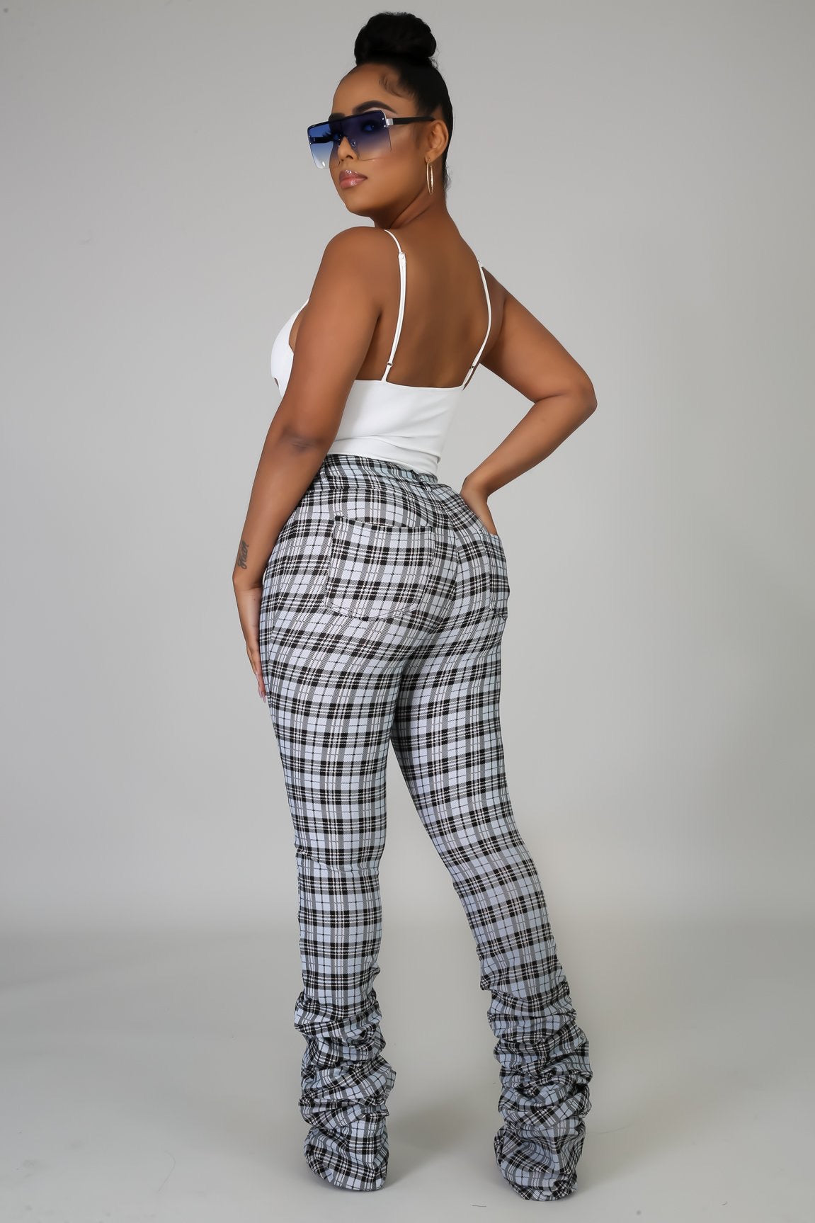 Plaid Pants - sky blue - Semai House Of fashion