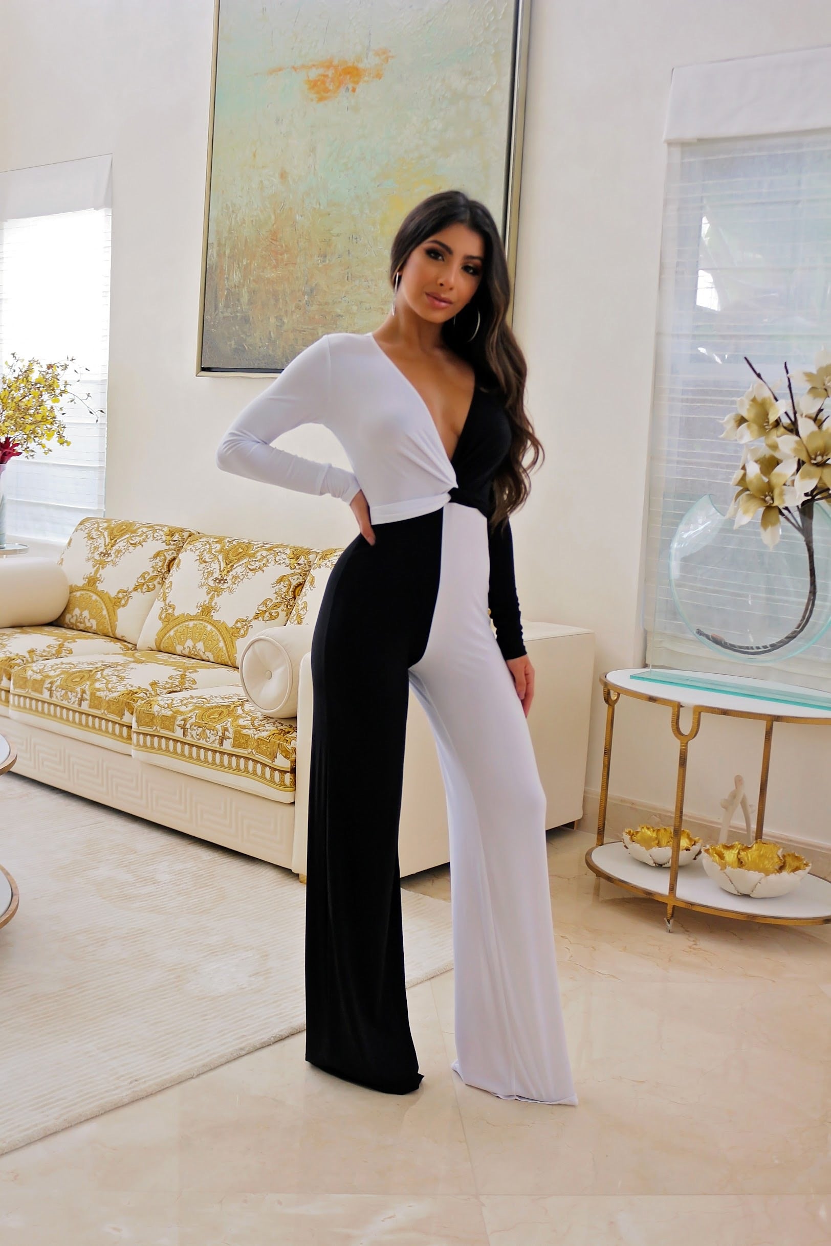 Classy white and Black Jumpsuit - Semai House Of fashion