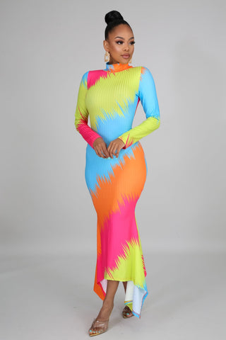 Long Swimmer Colorful Dress