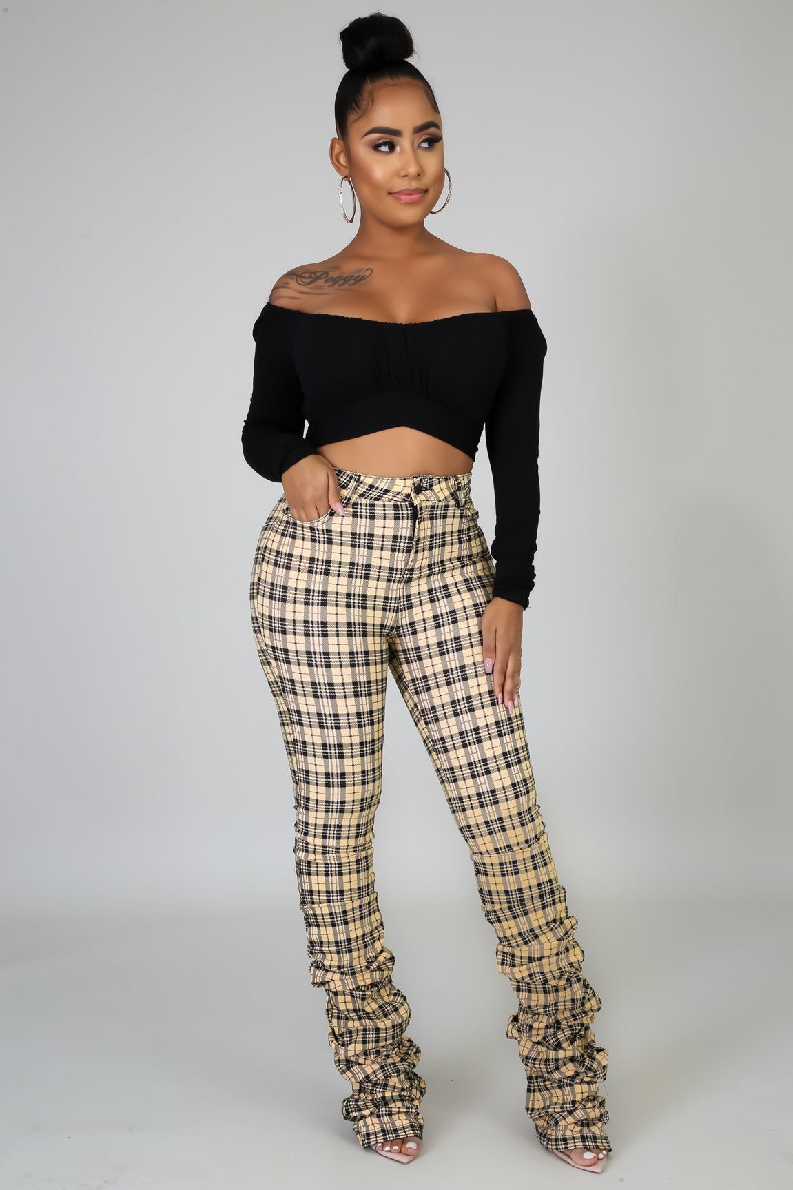 Plaid Pants - Yellow - Semai House Of fashion