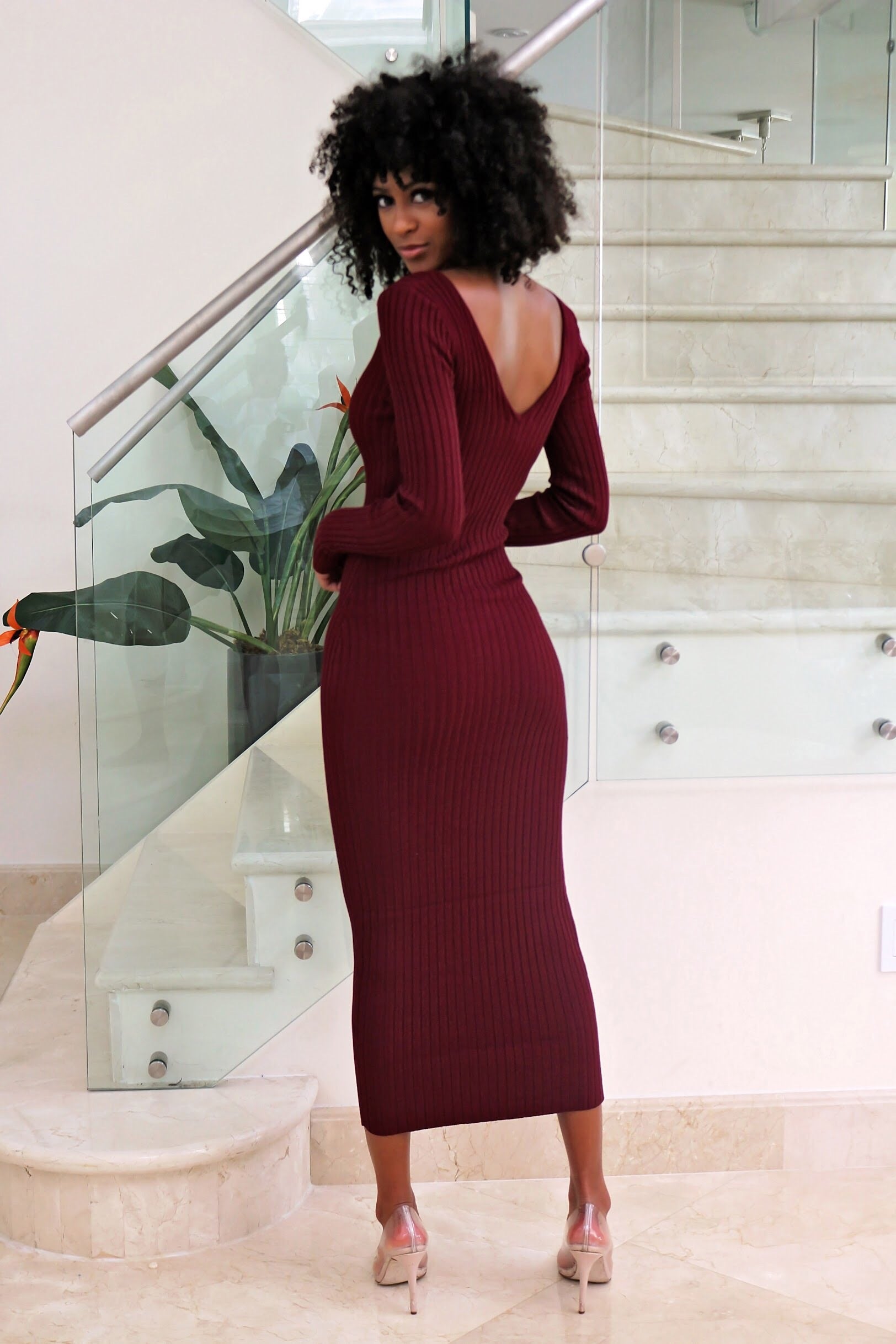 Carmen - Breezing Through Midi Dress- burgundy - Semai House Of fashion