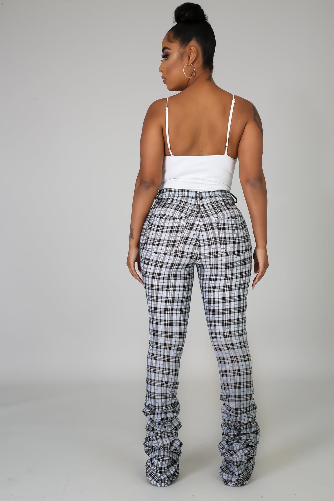 Plaid Pants - sky blue - Semai House Of fashion