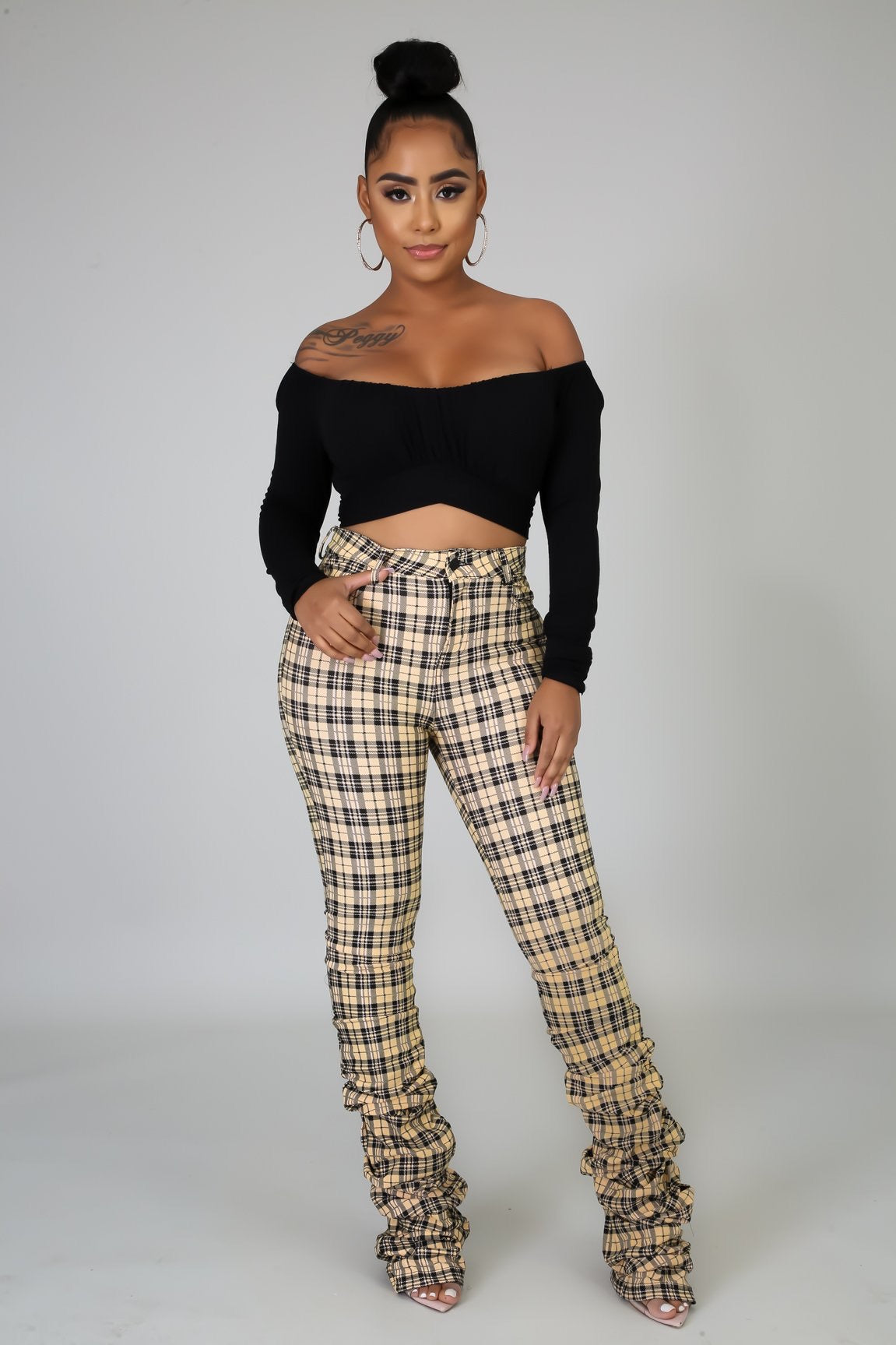 Plaid Pants - Yellow - Semai House Of fashion